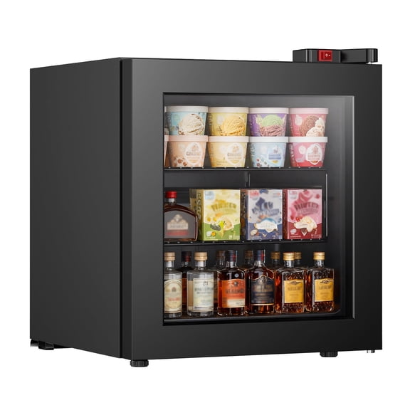 Northair 1.1 Cu Ft Countertop Display Freezer with Glass Door, Mini Upright Freezer with LED Light for Ice Cream, Frozen Foods & Premium Spirits