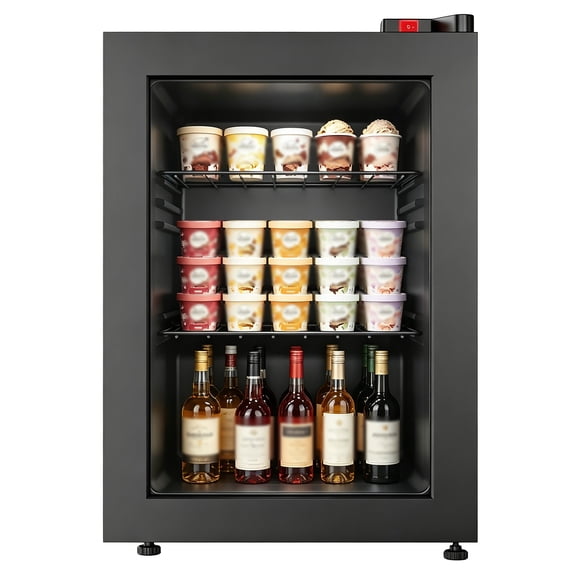 Northair 2.1 Cu Ft Countertop Display Glass Door Freezer with LED Light Perfect for Ice Cream at POS