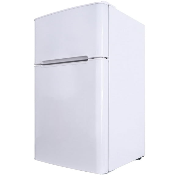 Northair 3.2 Cu ft Compact Mini Refrigerator Separate Freezer, Small Fridge Double 2-Door Adjustable Removable Retro Stainless Steel Shelves