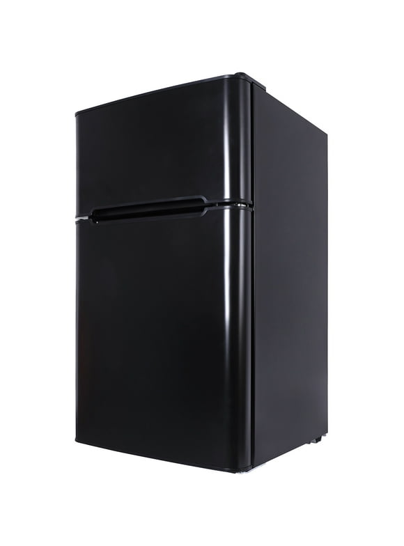 Northair 3.2 Cu ft Compact Mini Refrigerator Separate Freezer, Small Fridge Double 2-Door Adjustable Removable Retro Stainless Steel Shelves