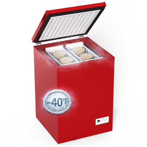 Northair -40°F Low Temperature Chest Freezer - 3.5 Cu Ft with 2 Removable Baskets - RED