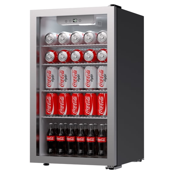 Northair Beverage Refrigerator Cooler 100 Can Mini Fridge Glass Door with 7 temp settings Glass Door Small Drink Dispenser Machine 32F- 61F