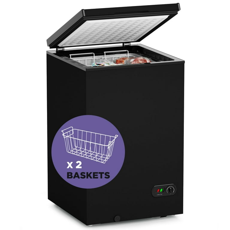  Northair 3.5 Cu Ft Chest Freezer - 2 Removable Baskets - Quiet  Compact Freezer - 7 Temperature Settings - Black : Appliances