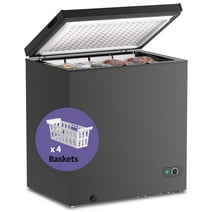 Northair Chest Freezer 7 Cu Ft - 4 Removable Baskets - Quiet Compact Freezer - 7 Temperature Settings - Black