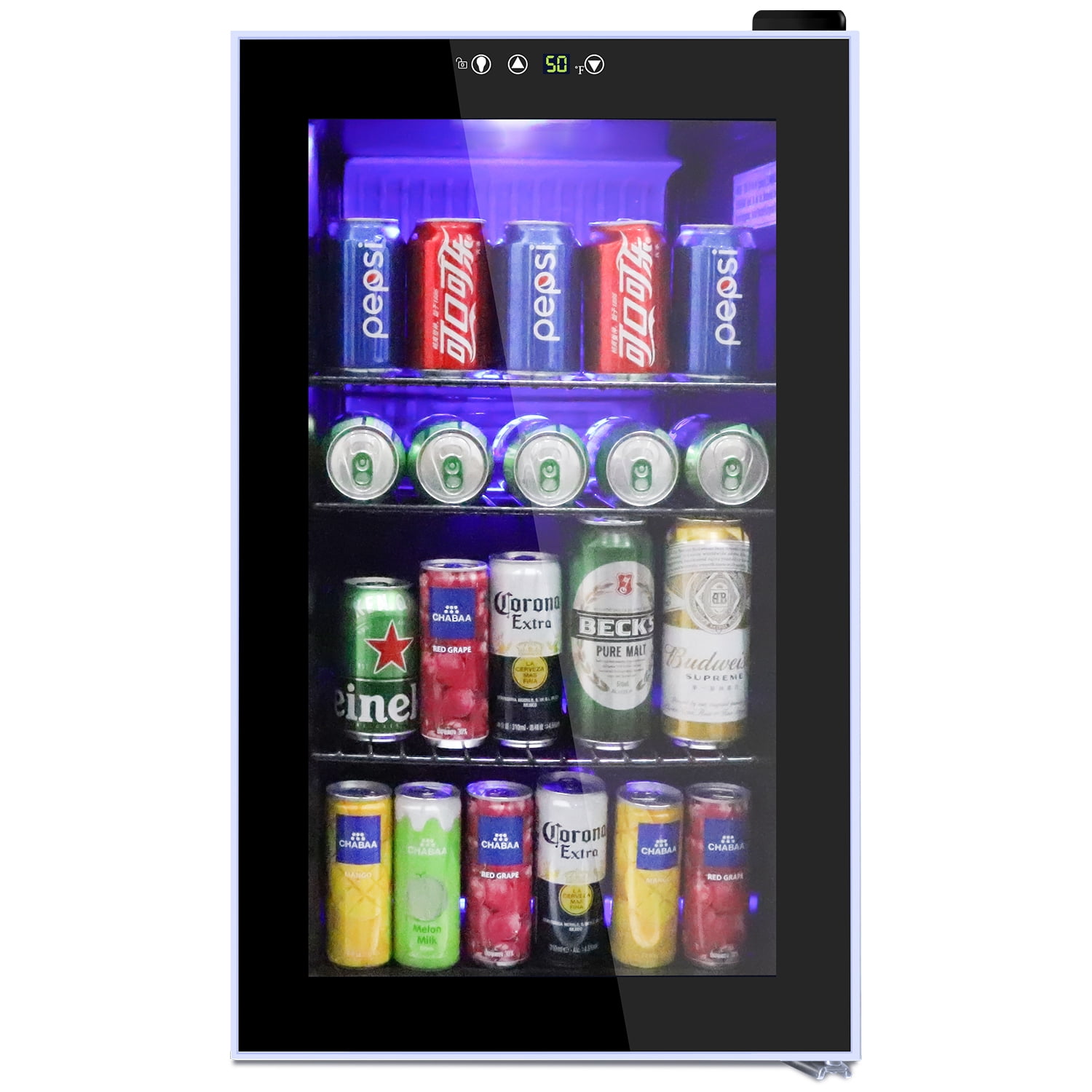 Northair85 Can Mini Beverage Refrigerator Cooler with Stainless Steel Glass Door for Soda Beer or Wine - Small Drink Dispenser Machine for Office or Bar