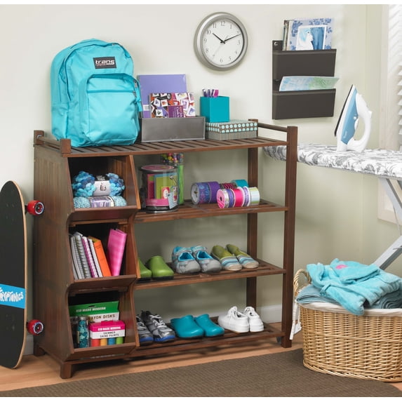 6.75' Chocolate Brown 4-Tier Outdoor Shoe Rack Cubby