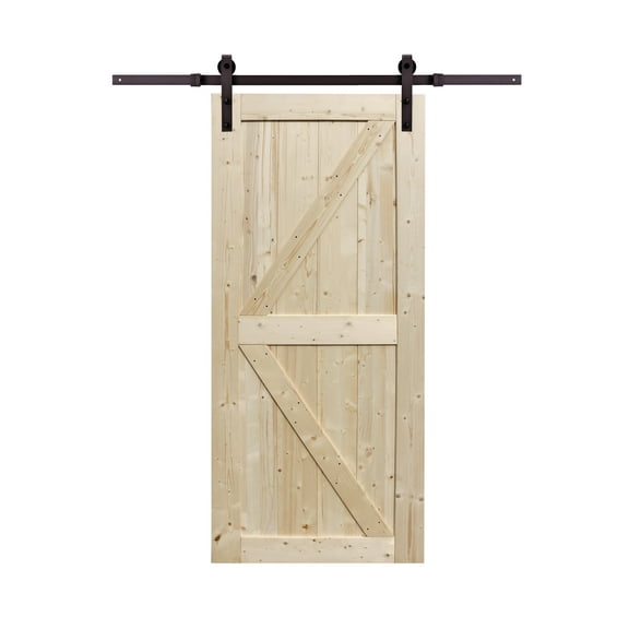 Northbeam Paneled Wood Finish Northbeam Barn Door with Installation Hardware Kit