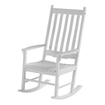 Northbeam Solid Acacia Hardwood Outdoor Patio Slatted Back Rocking Chair, White