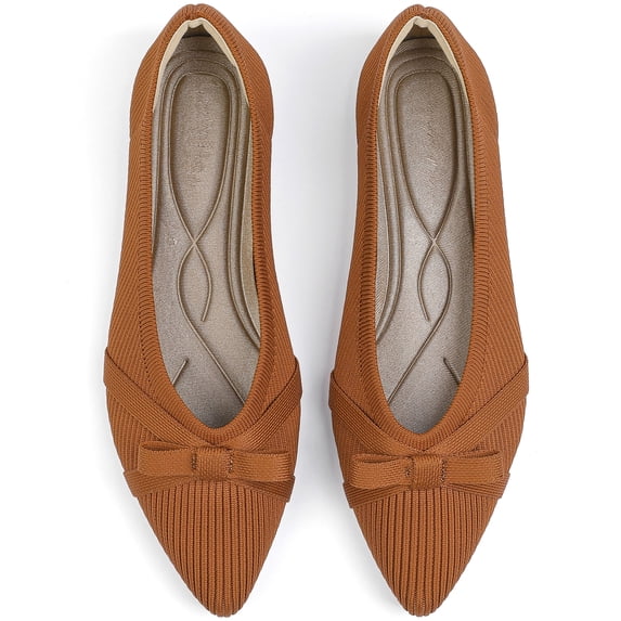 Northblanc Womens Flats Pointed Toe Dressy Ballet Flat Shoes with Bow Knit Comfortable Business Office Work