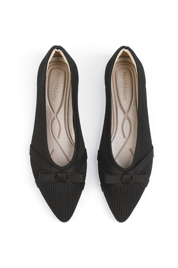Flats for Womens Pointed Toe Ballet Flats with Bow Comfortable Knit Dressy Flats