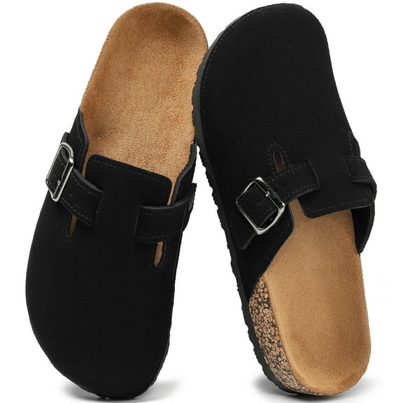 Northblanc Clogs for Women Soft Cork Footbed Suede Leather Mules Comfort Potato Shoes with Arch Support