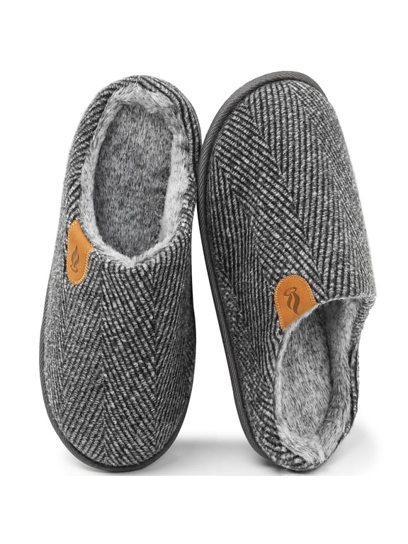 Men's Fuzzy Scuff Slippers Comfy Winter Warm Indoor House Shoes