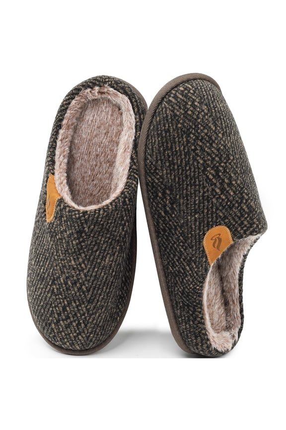 Men's Fuzzy Scuff Slippers Comfy Winter Warm Indoor House Shoes Fur Lined