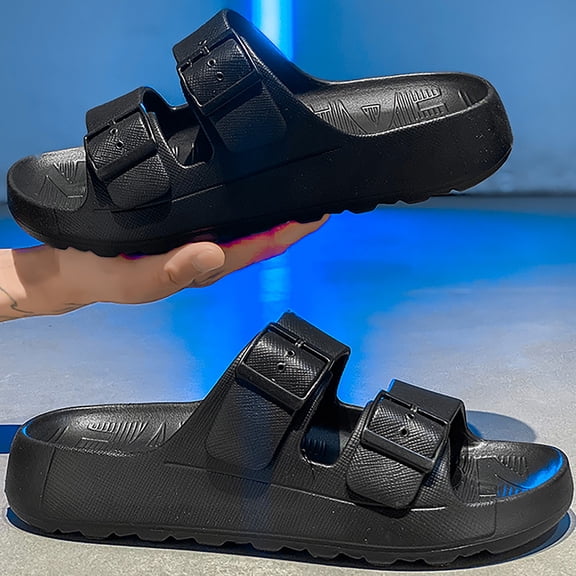 Northblanc Men’s Lightweight Comfort Slides Double Buckle Slip-on Adjustable EVA Flat Sandals