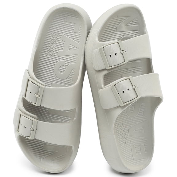 Northblanc Men’s Lightweight Comfort Slides Double Buckle Slip-on Adjustable EVA Flat Sandals