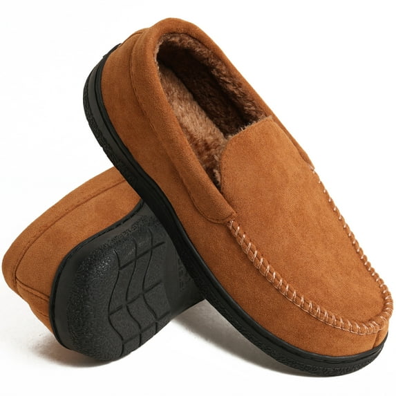 Northblanc Men's Slippers Warm Soft Plush Memory Foam House Slippers for Men Comfortable Bedroom Moccasin Slipper Non-Slip Indoor Outdoor