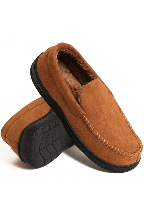 Men's Slippers Warm Soft Plush Memory Foam House Slippers for Men Comfortable Bedroom Moccasin Slipper Non-Slip Indoor Outdoor