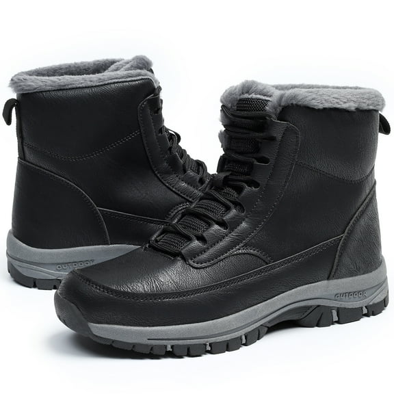 Northblanc Mens Snow Boots Water Resistant Hiking Boots Non-slip Winter Warm Fur Lined Comfort Outdoor Camping Shoes