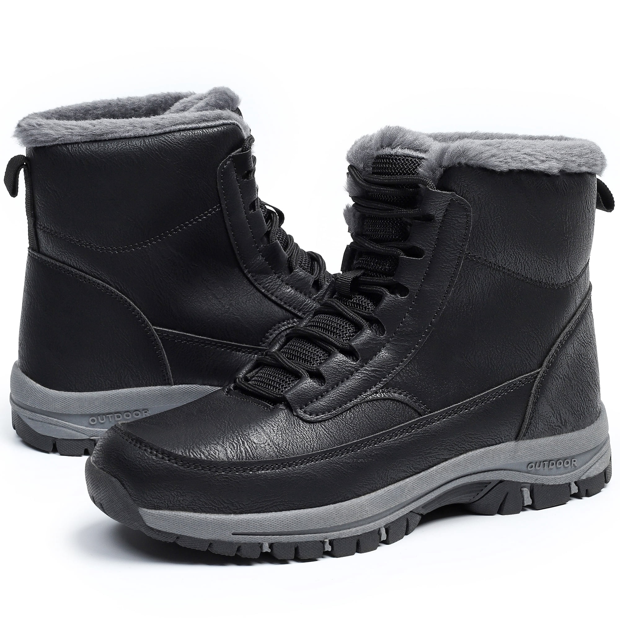 Northblanc Mens Snow Boots Water Resistant Hiking Boots Non-slip Winter Warm Faux Fur Lined Comfort Outdoor Camping Shoes