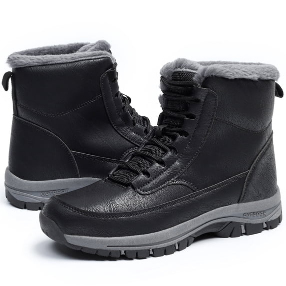 Northblanc Mens Snow Boots Water Resistant Hiking Boots Non-slip Winter Warm Faux Fur Lined Comfort Outdoor Camping Shoes