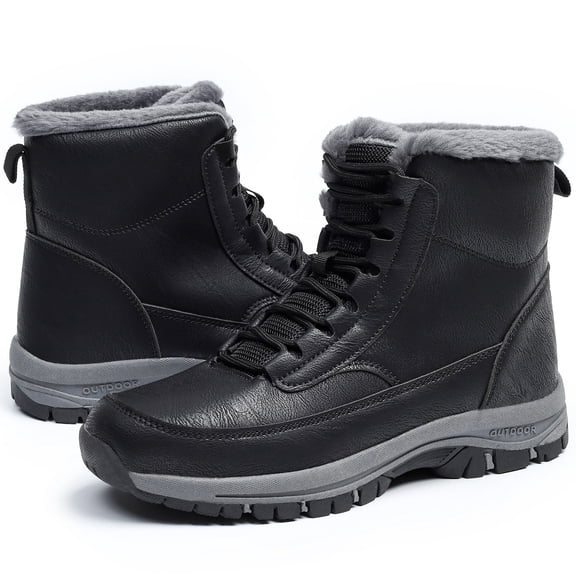 Northblanc Mens Snow Boots Water Resistant Hiking Boots Non-slip Winter Warm Faux Fur Lined Comfort Outdoor Camping Shoes