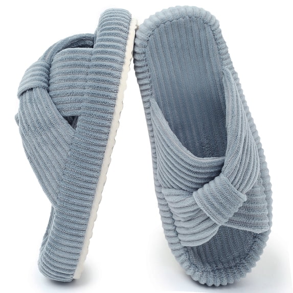 Northblanc Slippers for Women Memory Foam House Bedroom Corduroy Bow Crossbands Slipper Shoes Comfy Trendy Gift Slippers