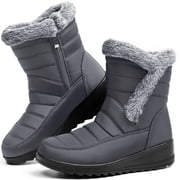 Northblanc Snow Boots for Women Winter Warm Faux Fur Lined Mid Calf Boots - Outdoor Womens Booties With Zipper