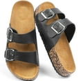 thumbnail image 1 of Northblanc Women's Comfort Flat Sandals Summer Cork Footbed Slides with Double Adjustable Buckle, 1 of 9