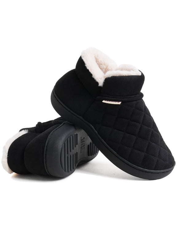 Womens Slippers Comfort Moccasin Foam Slipper Closed Back Faux Fur Lined Warm House Shoes