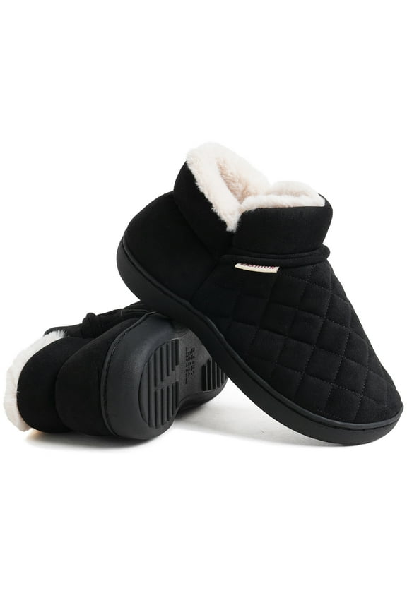 Womens Slippers Comfort Moccasin Foam Slipper Closed Back Fur Lined Warm House Shoes