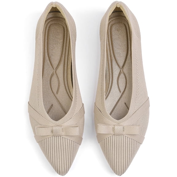 Northblanc Womens Flats Pointed Toe Dressy Ballet Flat Shoes with Bow Knit Comfortable Business Office Work