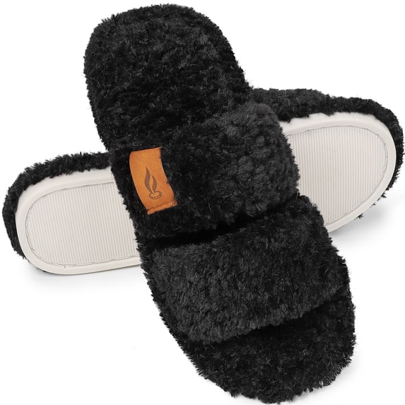 Northblanc Womens Fuzzy Open-toe Slippers Soft Comfy Memory Foam Indoor House Shoes