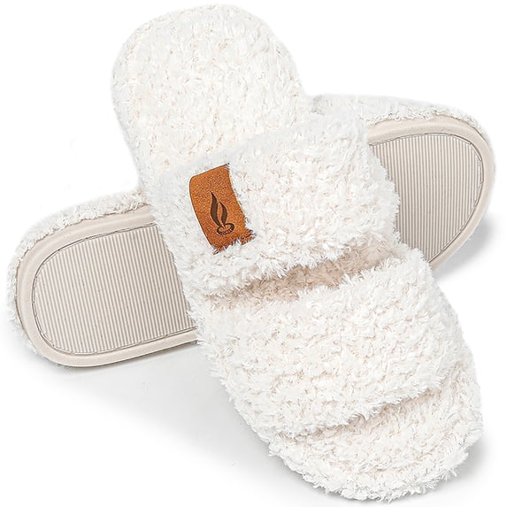 Northblanc Womens Fuzzy Open-toe Slippers Soft Comfy Memory Foam Indoor House Shoes