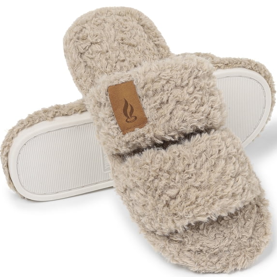 Northblanc Womens Fuzzy Open-toe Slippers Soft Comfy Memory Foam Indoor House Shoes