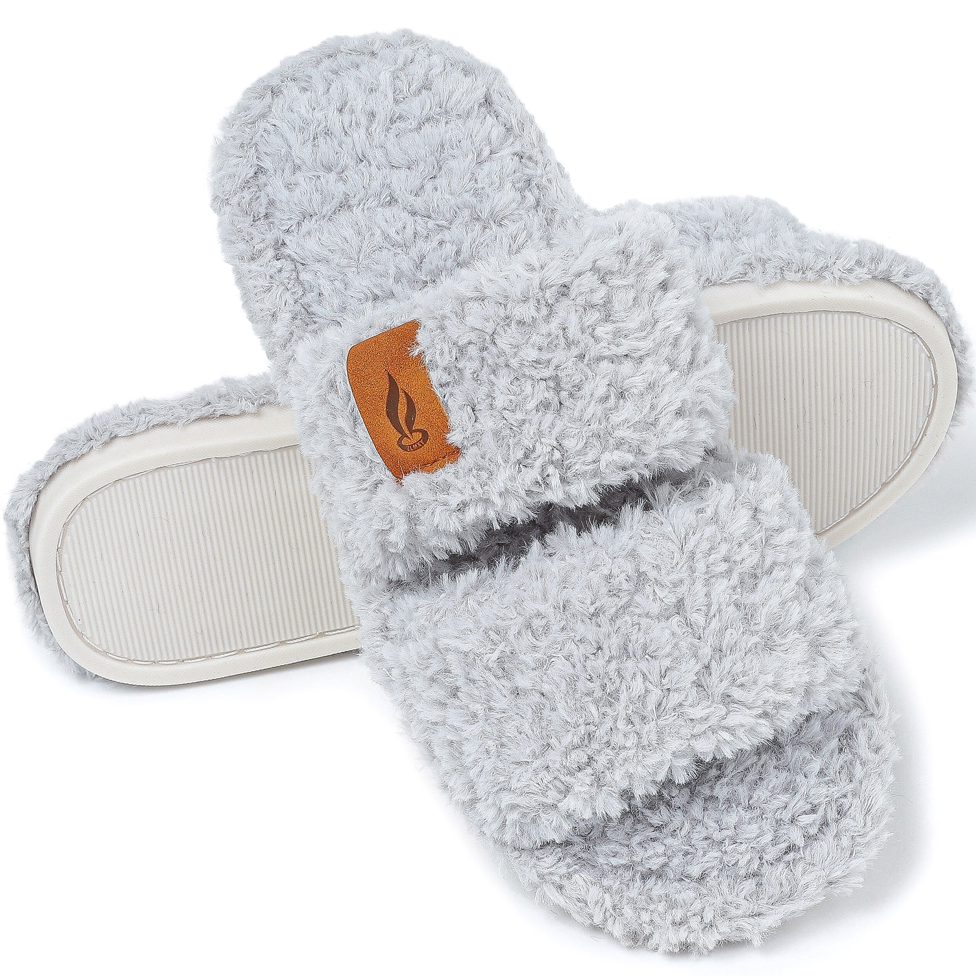 Northblanc Womens Memory Foam Fuzzy Open-toe House Shoes Slippers ...