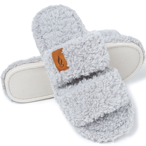 Northblanc Womens Fuzzy Open-toe Slippers Soft Comfy Memory Foam Indoor House Shoes