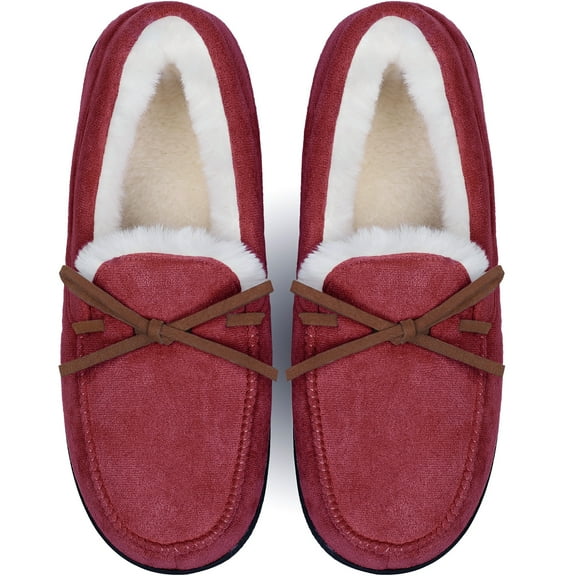 Northblanc Womens Moccasin Slippers Micro Suede Cozy Warm Faux Fur Lined Indoor Outdoor House Shoes