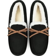 NORTHBLANC Womens Moccasin Slippers Micro Suede Cozy Warm Faux Fur Lined Indoor Outdoor House Shoes