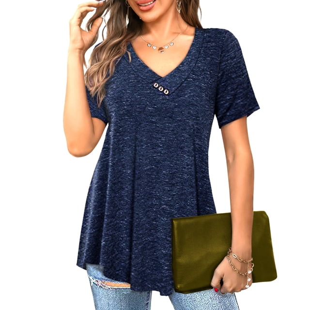 SHIBEVER Summer T Shirts For Women Short Sleeve Tops Casual Cute Crew Neck Tunic Tops Loose Fit Fashion Ladies Blouse Tops White