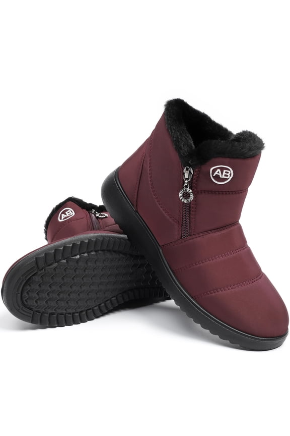 Womens Warm Fur Lined Winter Snow Boots Waterproof Ankle Boots Outdoor Booties Comfortable Shoes