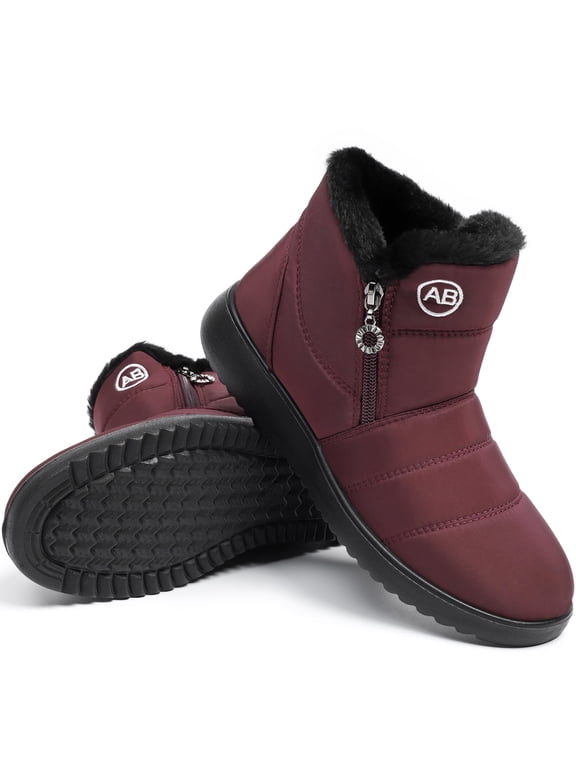 Womens Warm Faux Fur Lined Winter Snow Boots Waterproof Ankle Boots Outdoor Booties Comfortable Shoes