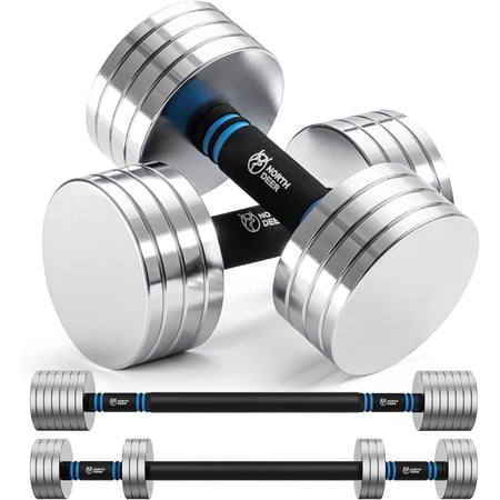 Northdeer 2.0 Upgraded Adjustable Dumbbell Set, 60Lbs Adjustable Weight Set with Connector, 2 in 1 Steel Dumbbell Barbell Set Home Gym