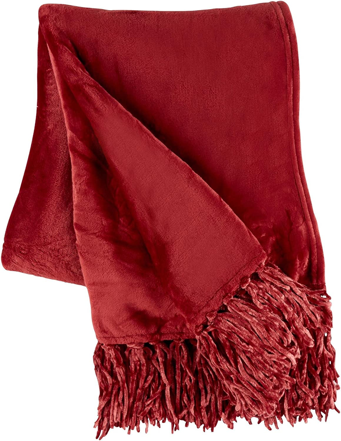 Northeast Home Goods Red Fringed Jumping Stags Embossed Velvet Throw