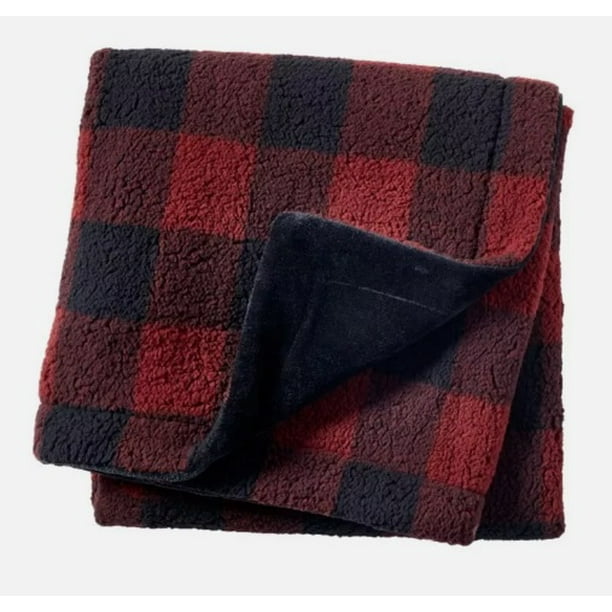 Northeast Outfitters Cozy Cabin Buffalo Check Sherpa Blanket 50 x