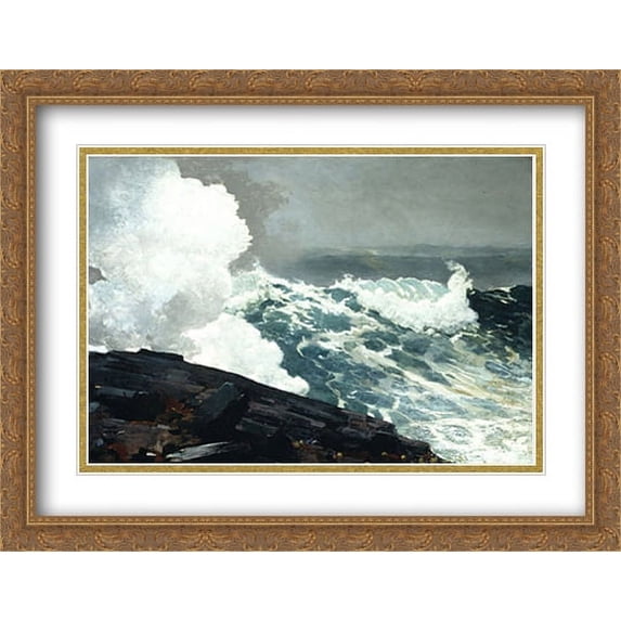 Northeaster 2x Matted 36x28 Large Gold Ornate Framed Art Print by Homer, Winslow