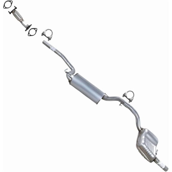 Northeastern Exhaust Front Pipe, Resonator Pipe & Rear Muffler Fits 2005-2007 Ford Focus 2.0L (Automatic Transmission, Hatchback Models Only) - Direct Fit | Stainless Steel System Kit