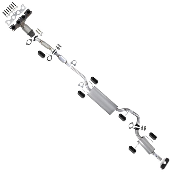 Northeastern Exhaust Manifold Converter Front Pipe Rear Catalytic Muffler Tail Pipe w/ Tip & Hangers Fits 2013-2016 Hyundai Sta Fe Sport 2.4L - EPA-Approved | Direct-Fit Replacement | Stainless Steel