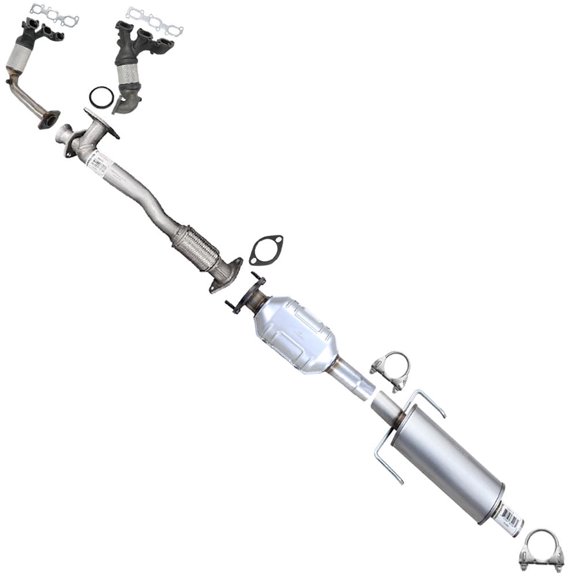 Northeastern Exhaust Pair of Manifold Catalytic, Front Pipe, Rear Catalytic & Resonator Pipe Fits 2006-2008 Ford Fusion 3.0L (FWD Models Only) - Direct Fit EPA-Approved | Stainless Steel System Kit