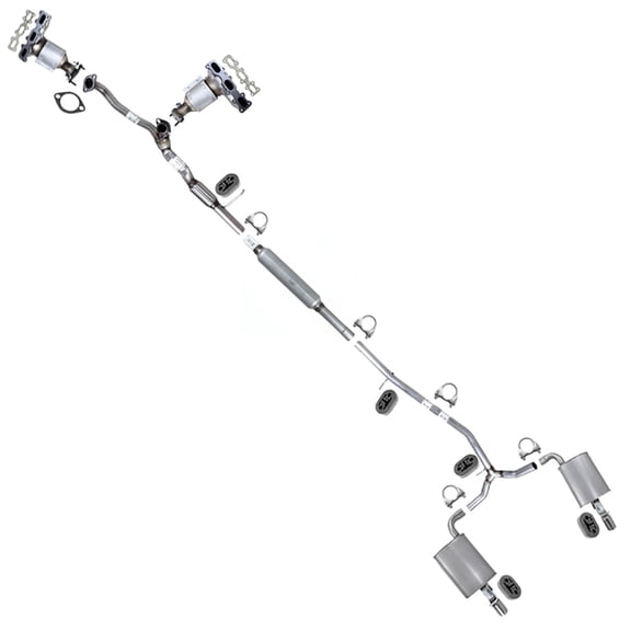 Northeastern Exhaust Pair of Manifold Catalytic w/ Front & Rear Y Pipe Resonator & Pair of Mufflers Kit Fits 2016-2019 Ford Explorer 3.5L - Direct Fit - EPA Approved | Stainless Steel