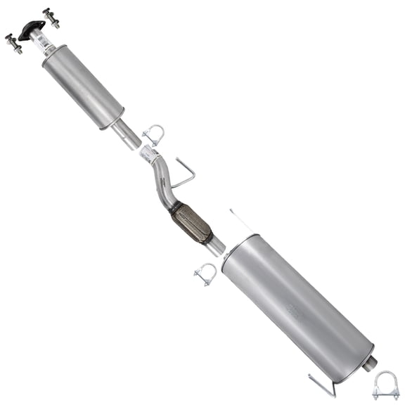 Northeastern Exhaust Resonator and Flex Pipe With Muffler System Kit Fits 2011-2014 Ford F-150 3.7L 145" WB - Direct Fit Replacement | Stainless Steel